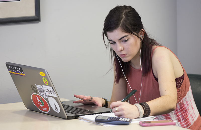 student using computer