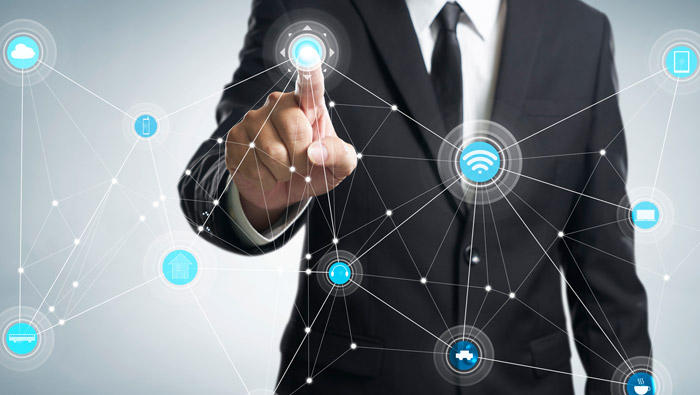 Person touching diagram