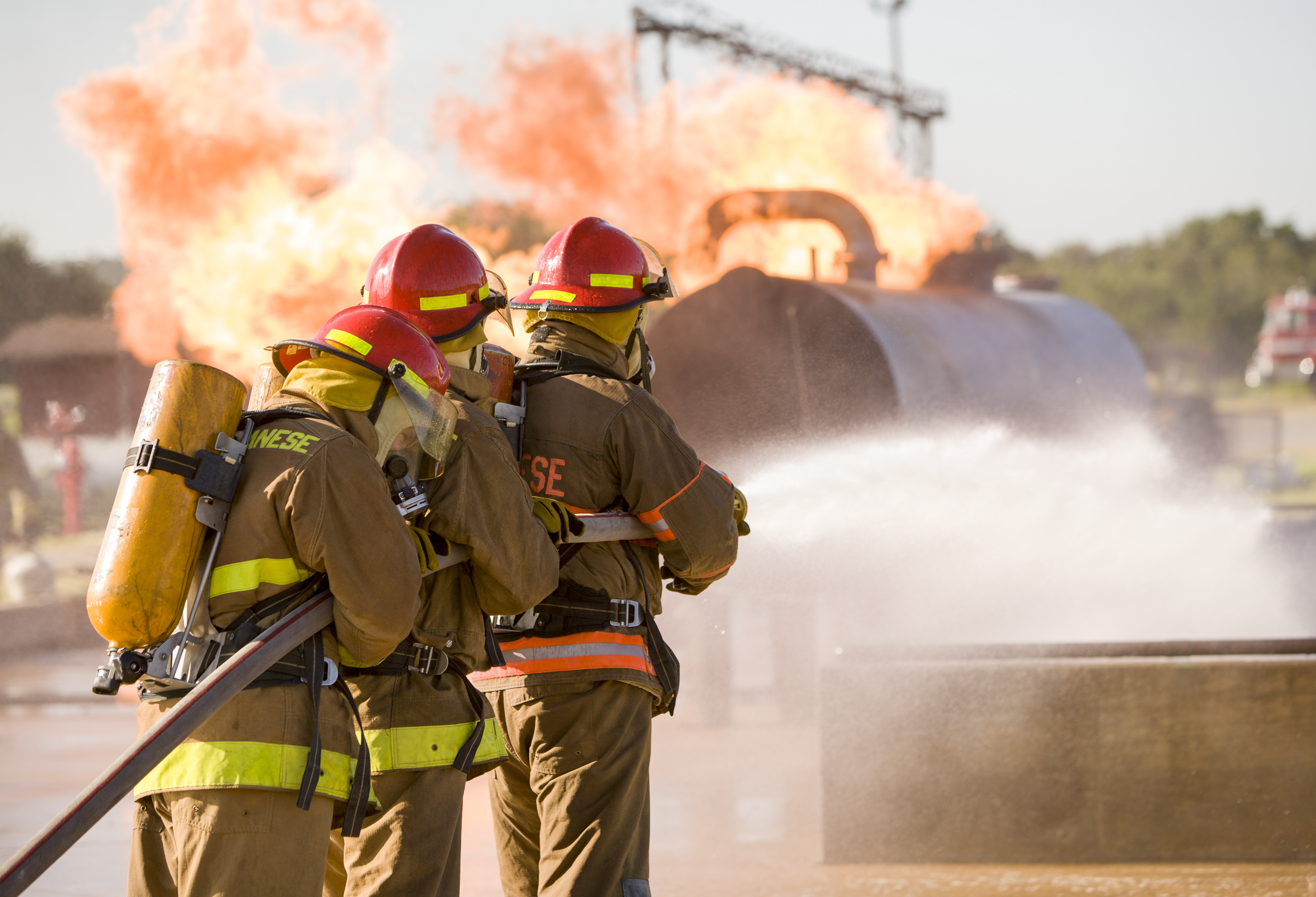 Firefighters fighting a fire