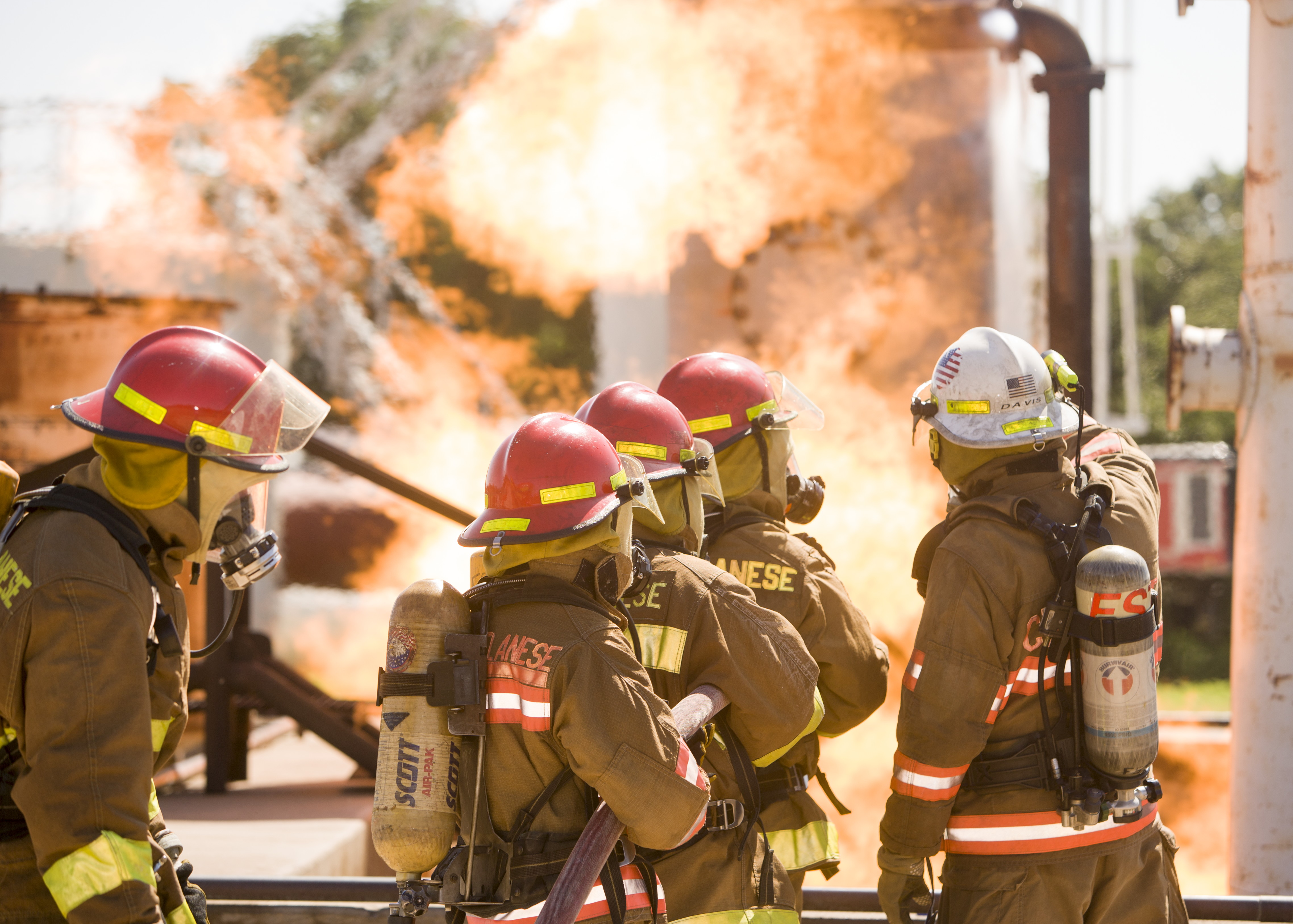 Firefighters fighting a fire